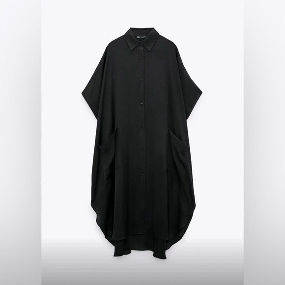 Zara Dresses & Skirts - ZARA BLACK OVERSIZED LONG KAFTAN SHIRT DRESS, KAFTAN STYLE, Size XS-S